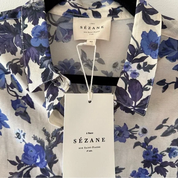 Sézane Pierro Shirt in Blue Floral - Picture 3 of 6